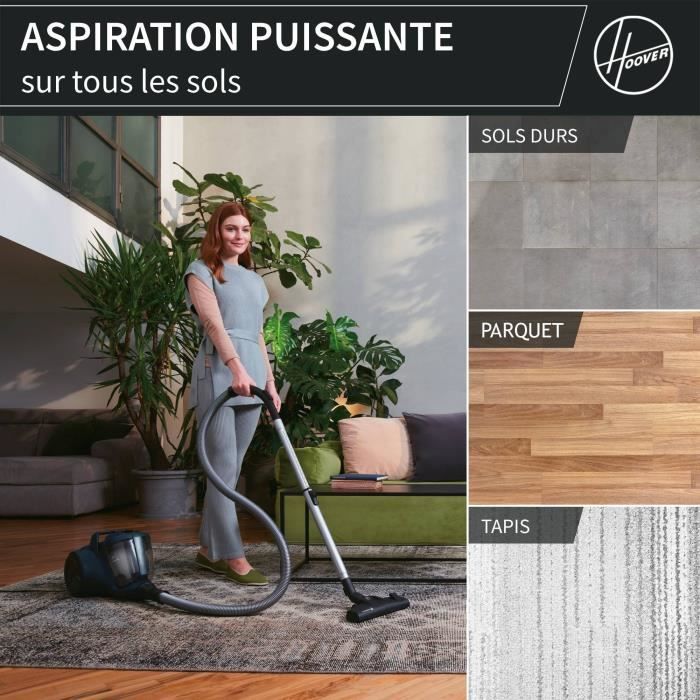 Aspirateur traineau sans sac - HOOVER - HP110HM - 700 W - 78 dBA - 2 L - Bleu – Image 5