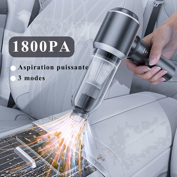 Aspirateur Voiture - 18000Pa 4 in 1- Aspirateur à Main - 3 Vitesses 80,000U/min - Maison, Voiture, Bureau-Gris – Image 4
