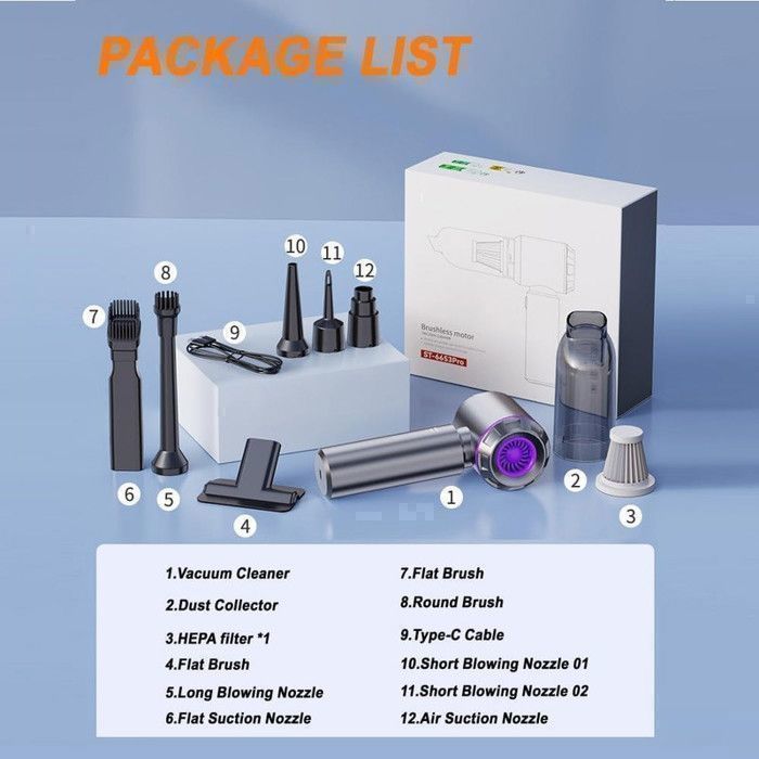 Aspirateur Voiture - 18000Pa 4 in 1- Aspirateur à Main - 3 Vitesses 80,000U/min - Maison, Voiture, Bureau-Gris – Image 6