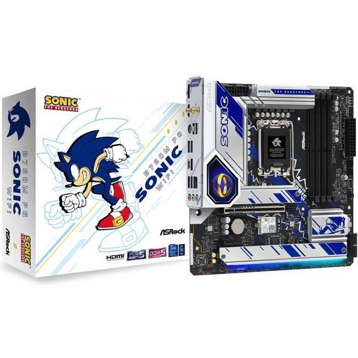 Carte mère Micro ATX ASRock B760M PG SONIC WIFI - Socket 1700 - 4x DDR5 - M.2 PCIe 4.0 - Wi-Fi 6E