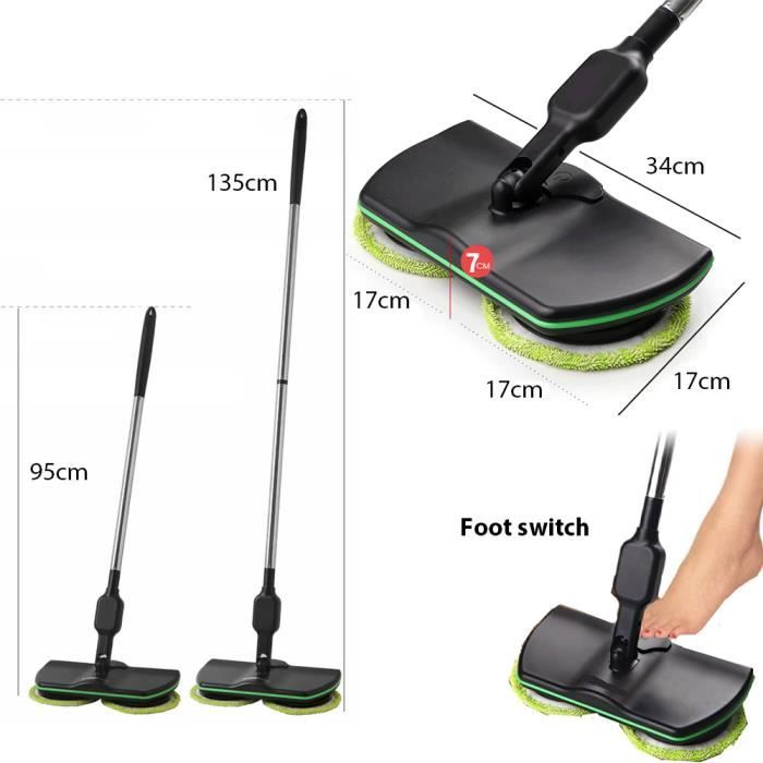 Balai Électrique - PRUMYA - Double Têtes Rotatives 360° - Sans Fil - Humide - Vert – Image 2