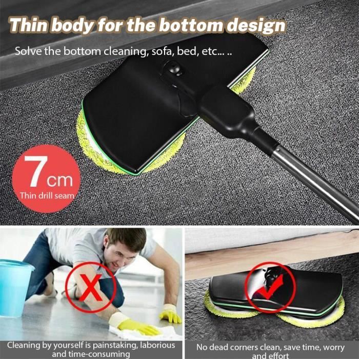Balai Electrique Sans Fil Rechargeable - PRUMYA - Machine à Polir Les Sols - Double Rotation - 1200 mAh – Image 3
