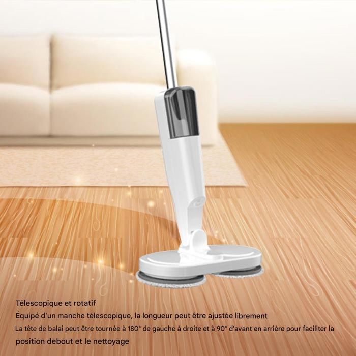 Balai Mop Électrique Sans Fil - 2000mAh - Pulvérisation d’Eau 180ml - Nettoyage Humide/Sec - Sols Durs, Carrelage, Maison – Image 3