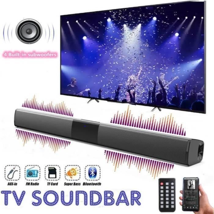 Barre de son haut-parleur TV Bluetooth 22 pouce avec télécommande et 4 caissons de basses intégrés,stéréo HD Son Surround