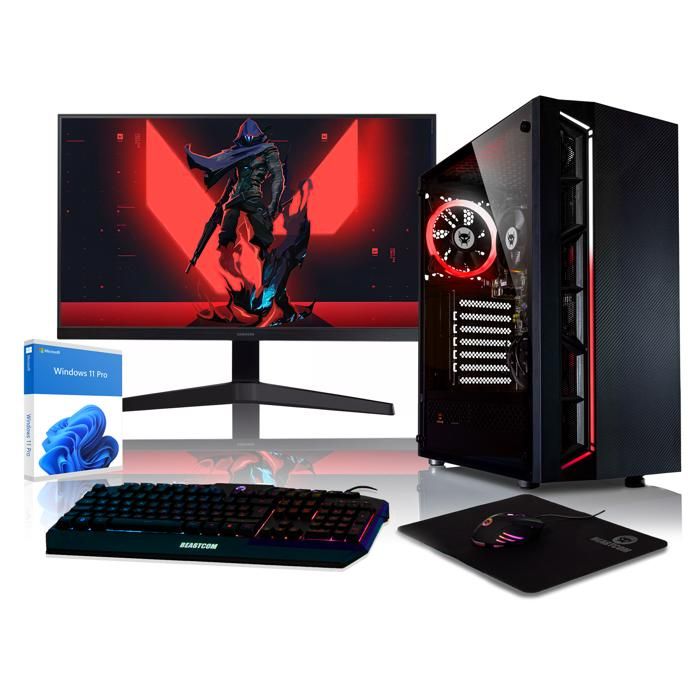 BEASTCOM Q3 Essential Gaming, PC Gamer Complet, AMD Ryzen 3 4300G 4X4.00GHz, 4K Vega 8, 8Go RAM, 256GB SSD,WiFi, Win11