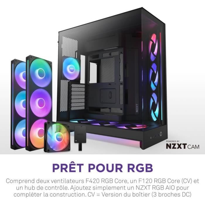 Boitier moyen-tour NZXT H9 Flow RGB+ - Double chambre - 3 ventilateurs RGB - Noir - CM-H92FB-P1 – Image 2