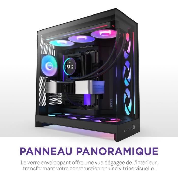 Boitier moyen-tour NZXT H9 Flow RGB+ - Double chambre - 3 ventilateurs RGB - Noir - CM-H92FB-P1 – Image 6
