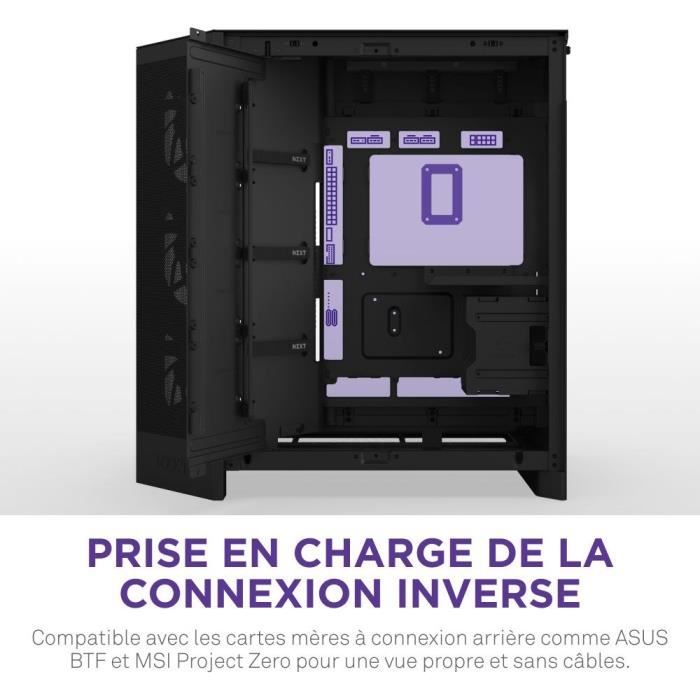 Boitier moyen-tour NZXT H9 Flow RGB+ - Double chambre - 3 ventilateurs RGB - Noir - CM-H92FB-P1 – Image 7