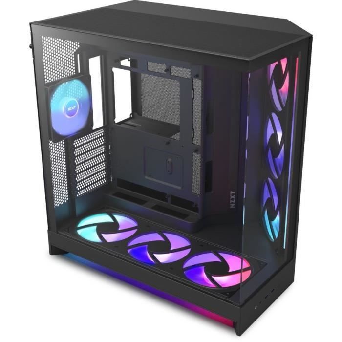 Boitier moyen-tour NZXT H9 Flow RGB+ - Double chambre - 3 ventilateurs RGB - Noir - CM-H92FB-P1