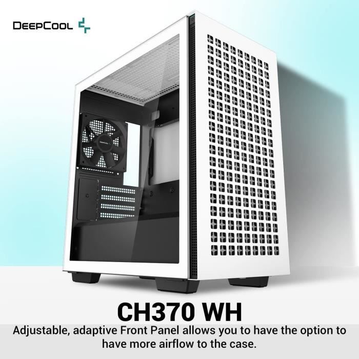 Boitier PC sans alimentation - DEEPCOOL CH370 (Blanc) - Mini tour - Format Micro-ATX – Image 2