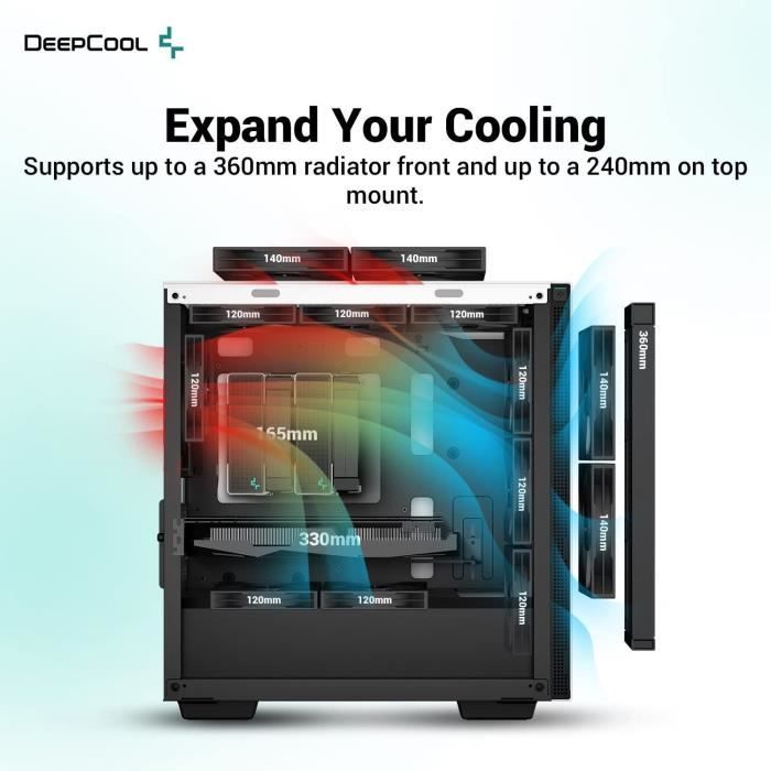 Boitier PC sans alimentation - DEEPCOOL CH370 (Blanc) - Mini tour - Format Micro-ATX – Image 4