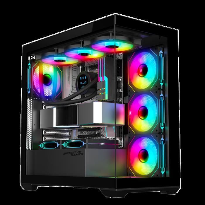 Boîtier PC Gamer - Spirit of Gamer - Spark Dark - RGB - 6 Ventilateurs - Compatible ATX/mATX/mITX