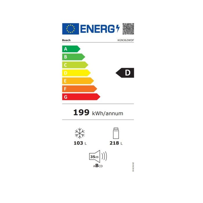 Bosch Réfrigérateur combiné 60cm 321cm nofrost - KGN362WDF – Image 2