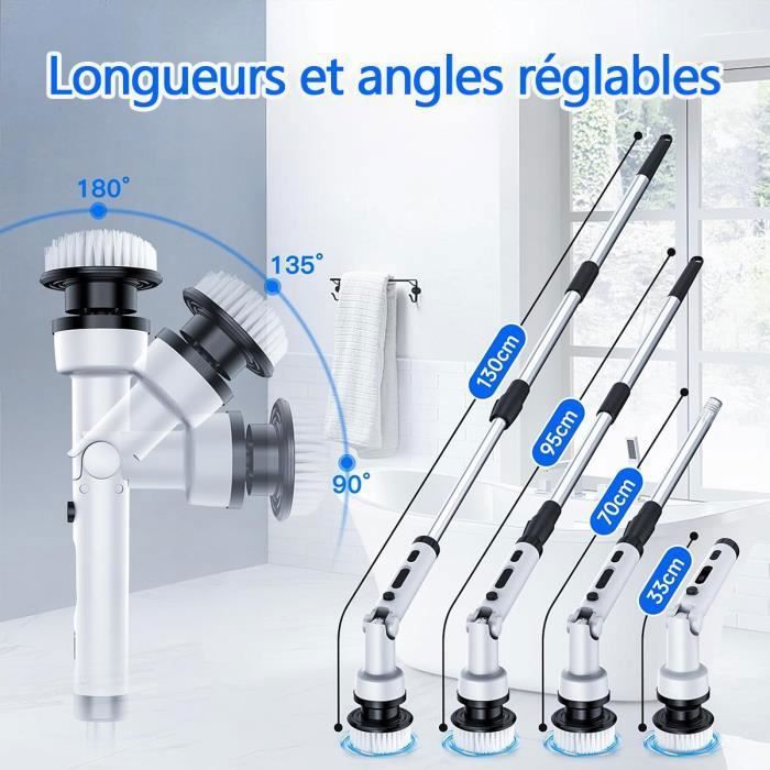Brosse de nettoyage électrique rotative sans fil,3 rglages et 3 rglages d'angle, 7 ttes remplaables, pour salle de bain – Image 3