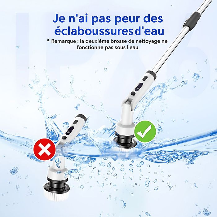 Brosse de nettoyage électrique rotative sans fil,3 rglages et 3 rglages d'angle, 7 ttes remplaables, pour salle de bain – Image 5