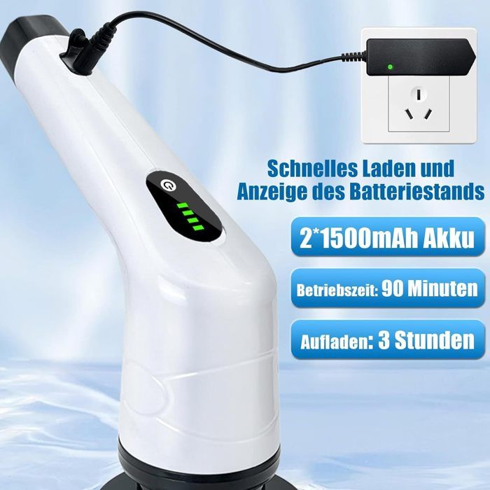 Brosse électrique Rotative Sans Fil, 8 têtes de Brosse Remplaçables, 3 Vitesses Réglables, pour Sol de Salle de Bain – Image 5