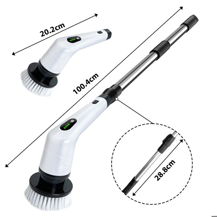 Brosse électrique Rotative Sans Fil, 8 têtes de Brosse Remplaçables, 3 Vitesses Réglables, pour Sol de Salle de Bain – Image 6