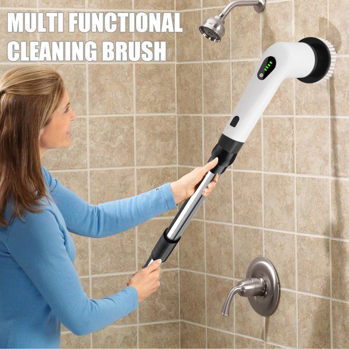 Brosse électrique Rotative Sans Fil, 8 têtes de Brosse Remplaçables, 3 Vitesses Réglables, pour Sol de Salle de Bain – Image 2