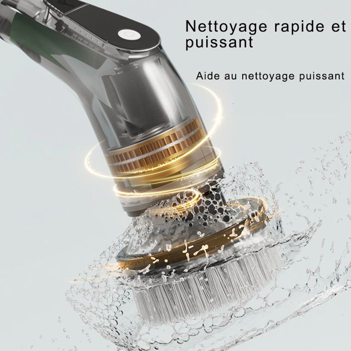 Brosse Nettoyage Electrique-Brosse Rotative Nettoyage-470rpm,2600mA,8 Brosses,1.1m Poignée D'extension-Pour Baignoire,Cuisine – Image 6