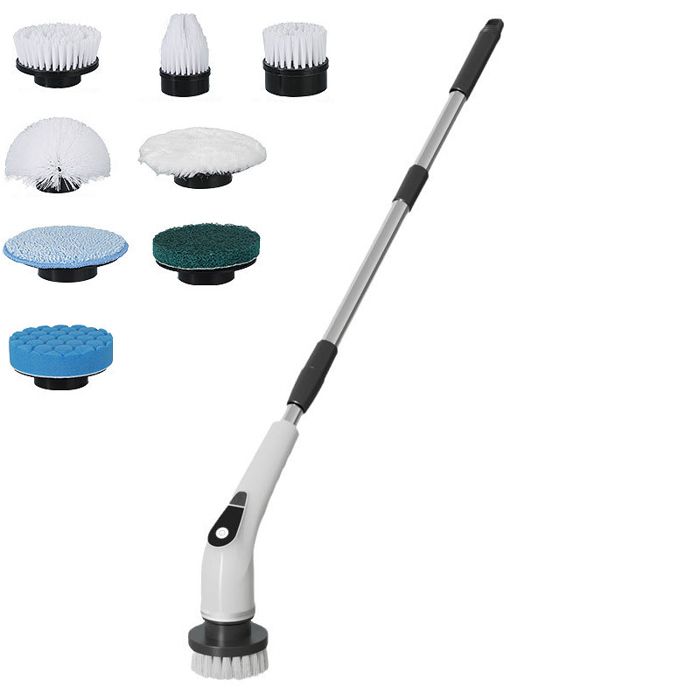 Brosse Nettoyage Electrique-Brosse Rotative Nettoyage-470rpm,2600mA,8 Brosses,1.1m Poignée D'extension-Pour Baignoire,Cuisine