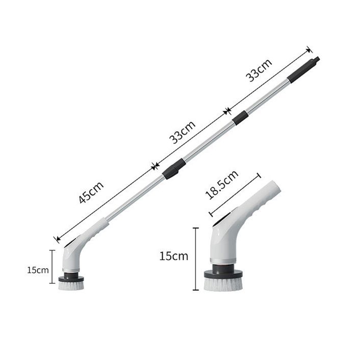 Brosse Nettoyage Electrique-Brosse Rotative Nettoyage-470rpm,2600mA,8 Brosses,1.1m Poignée D'extension-Pour Baignoire,Cuisine – Image 2
