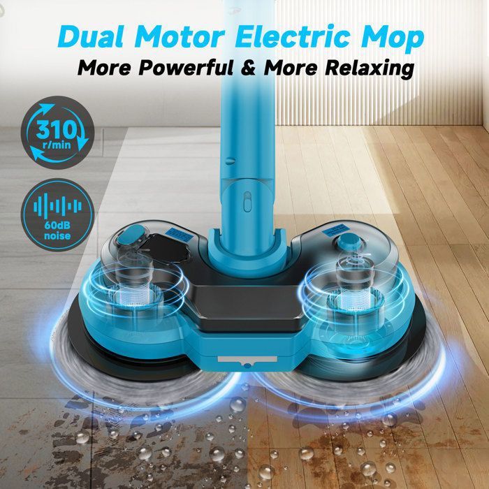 Brosse Nettoyage Rotative Balai Electrique Extension 2 Vitesses Réglables avec 4 Têtes de Brosse Remplaçables pour Salle de Bain – Image 3