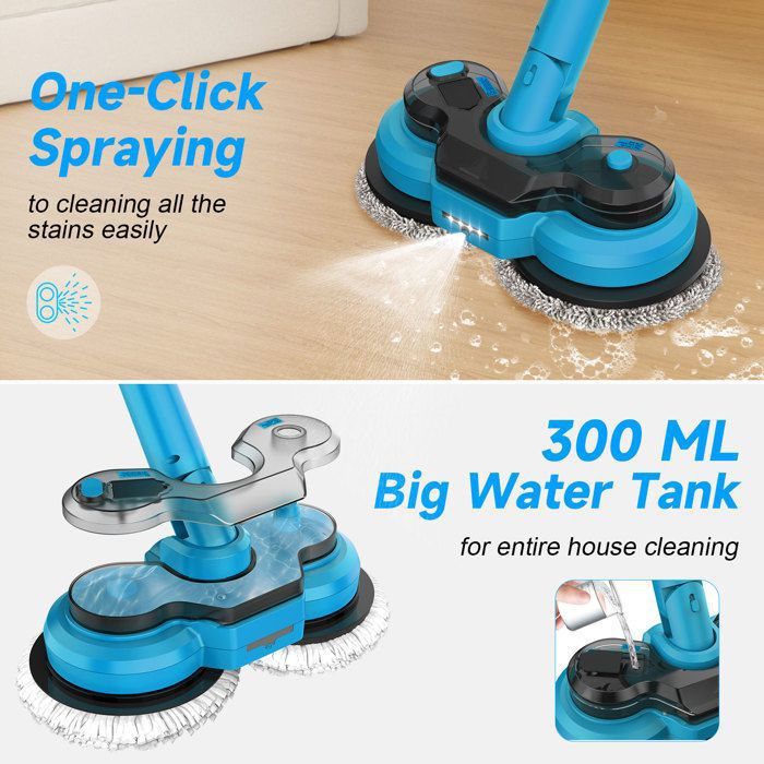 Brosse Nettoyage Rotative Balai Electrique Extension 2 Vitesses Réglables avec 4 Têtes de Brosse Remplaçables pour Salle de Bain – Image 5