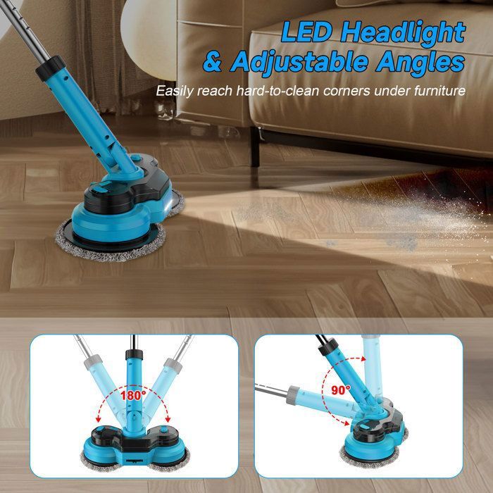 Brosse Nettoyage Rotative Balai Electrique Extension 2 Vitesses Réglables avec 4 Têtes de Brosse Remplaçables pour Salle de Bain – Image 6