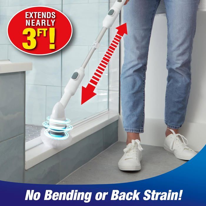 Brosse Turbo Voom Spin Scrubber MyboTV – Brosse nettoyage electrique rotative sans fil rechargeable pour salle de bain et carrelage – Image 6