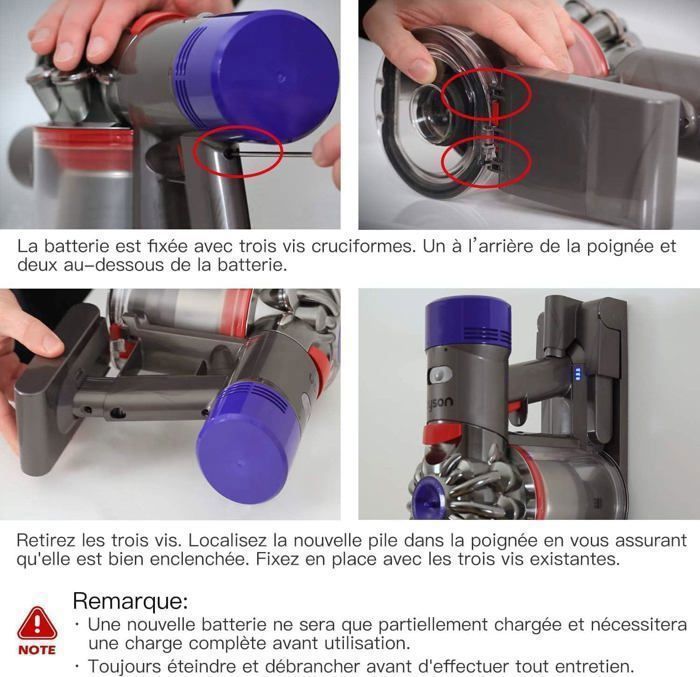 Buture-V7 Remplacement Batterie 6000mAh pour Dyson Aspirateurs V7 SV11 Motorhead Absolute Animal Mattress Fluffy Trigger V7 – Image 5