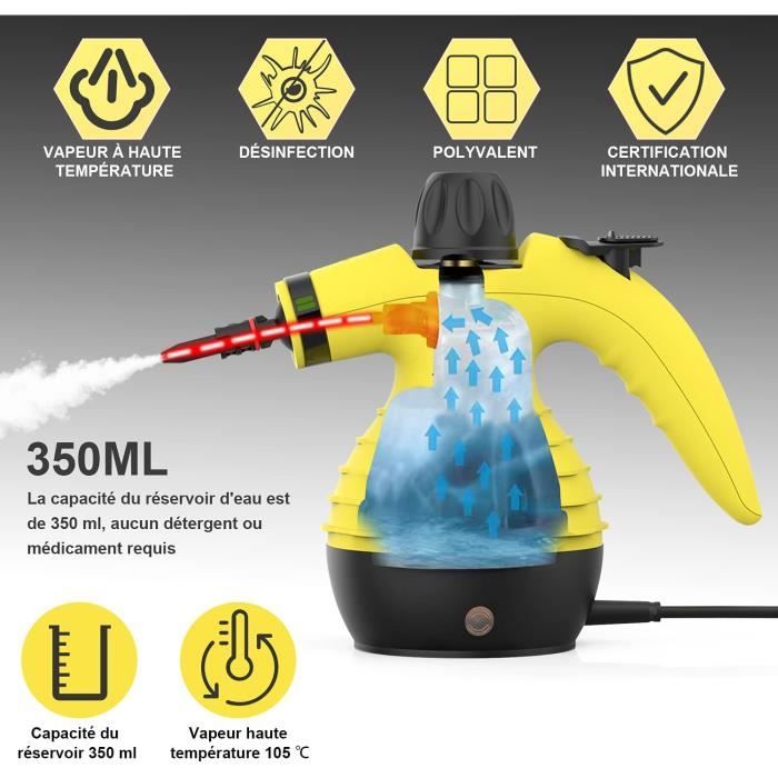 Magicfox Nettoyeur Vapeur Portable Polyvalent, avec 9 Accessoires pour Enlever des Taches de Canapé, Tapis, Vitre, Matelas, Sol etc – Image 2