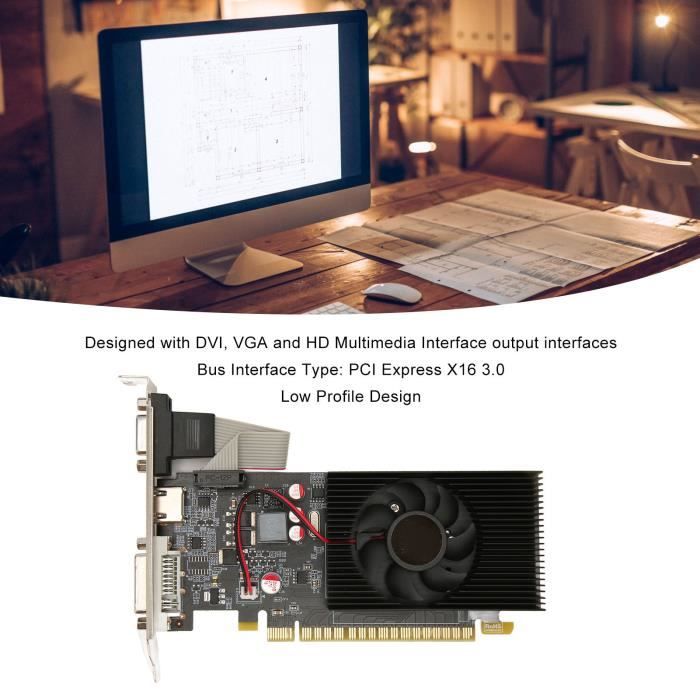 Carte graphique de bureau - NVIDIA - GeForce GT 730 - 4 Go DDR3 - 128 bits - PCI Express X16 3.0 – Image 2