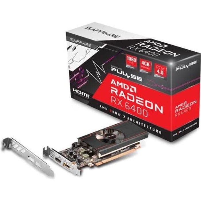 Carte Graphique - SAPPHIRE - Radeon RX 6400 PULSE GAMING - 4 Go - GDDR6 (11315-01-20G)