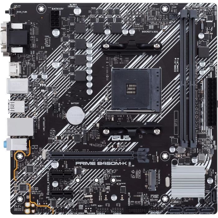 Carte mère - ASUS - Prime B450M-K II - AMD B450 - Emplacement AM4 micro ATX – Image 2