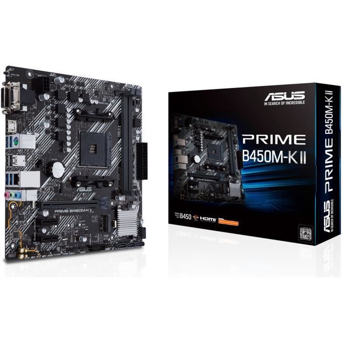Carte mère - ASUS - Prime B450M-K II - AMD B450 - Emplacement AM4 micro ATX