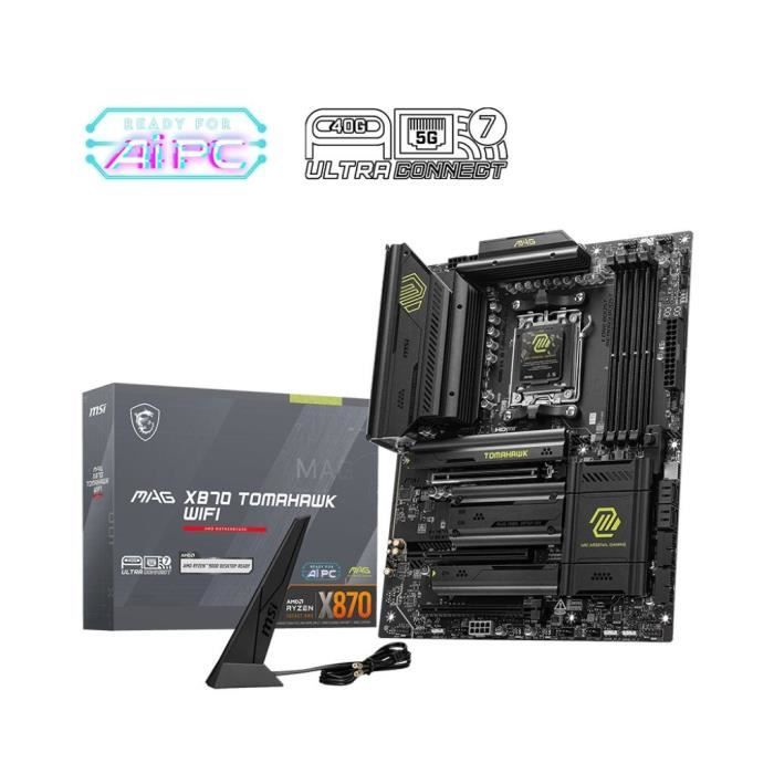 Carte mère - MSI - MAG X870 TOMAHAWK WIFI - Wi-Fi 7, 5G LAN, USB 40 Gb/s, PCIe 5.0, AMD Ryzen 9000