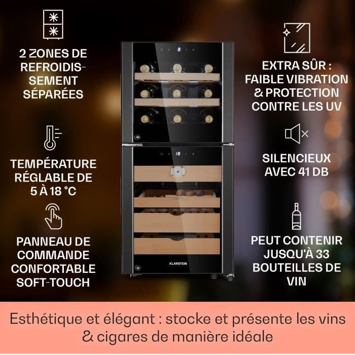 Cave à cigares & cave à vin - Klarstein El Dorado 89 - tactile 89 L LED - Noir – Image 2