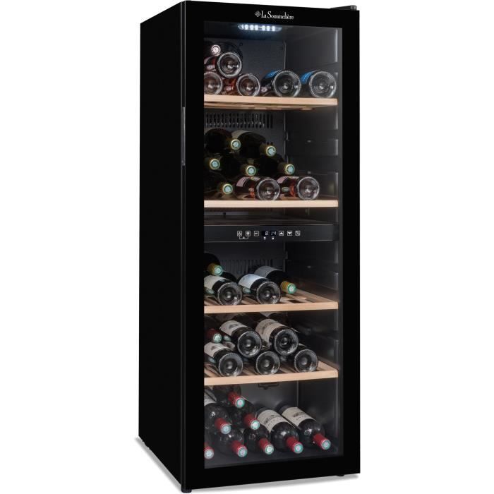 Cave à vin de service - LA SOMMELIERE - SLS90DZ - 91 bouteilles - Porte vitrée réversible - Classe G - 48 x 57,5 x 128,5 cm - Noir – Image 2