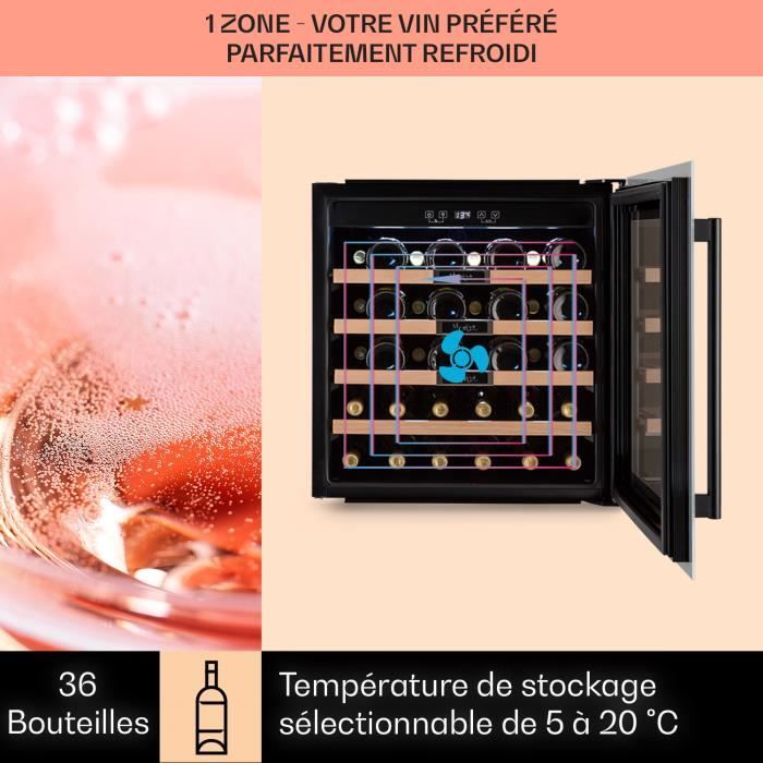 Cave à vin encastrable - KLARSTEIN - Vinsider 36 Built-In Uno - 36 bouteilles - 92 L - Acier inoxydable – Image 2