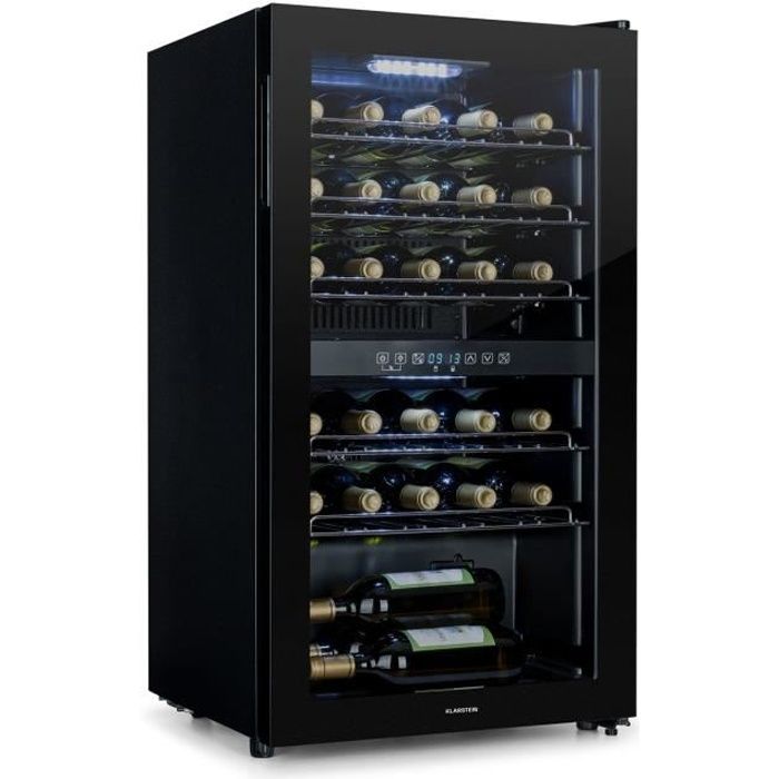 Cave à vin - Klarstein Shiraz 29 Duo - 2 zones 80 L-29 bouteilles 5-22°C - Tactile - Noire