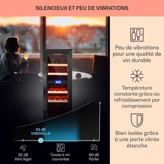 Cave à vin - Klarstein Vinovilla Onyx17 - 53 L / 17 bouteilles - Armoire à vin - 2 zones de température - Frigo bar - Noir – Image 4