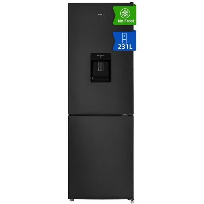 CHiQ Réfrigrateur congélateur bas FBM228NE4DE 231L (161 70) Froid ventilé, No Frost,Classe énergtique E, Acier inoxydable noir