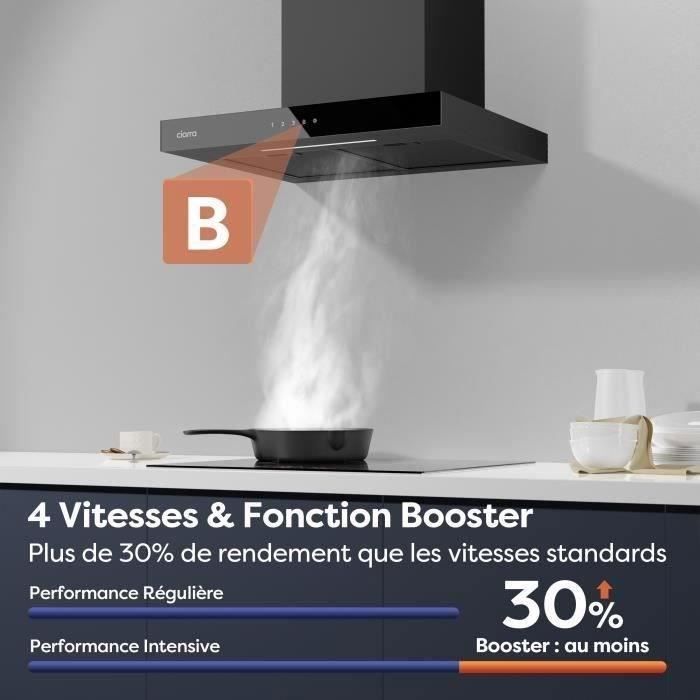 CIARRA Hotte Aspirante 60cm WI-FI et Commandes Tactiles A+++ 650 m3/h Booster LED Affichage Noir – Image 3