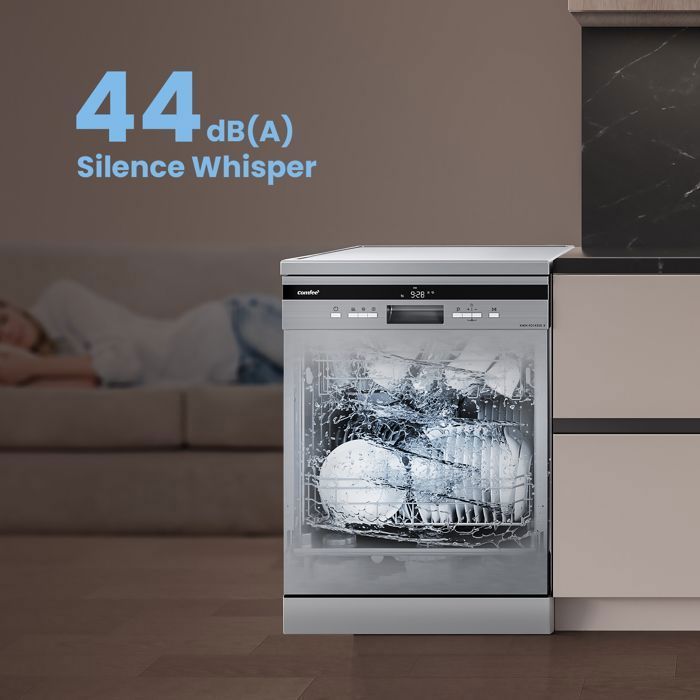 COMFEE Lave-Vaisselle Pose Libre 14 couverts, 8 Programmes de Lavage, 44 dB(A) Dpart Diffr, Demi-Charge, Blanc Energy Class C – Image 3