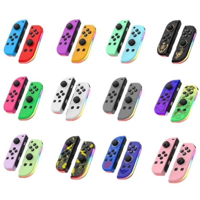 Compatible avec les manettes de jeu gauche et droite Switch avec lumière RVB, vibration de réveil, éGauche rouge, droite bleue – Image 6