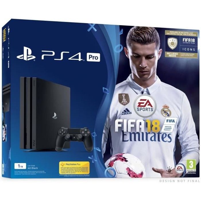 Console de salon - Sony - PS4 Pro - 1To - Noir - Bundle FIFA 18