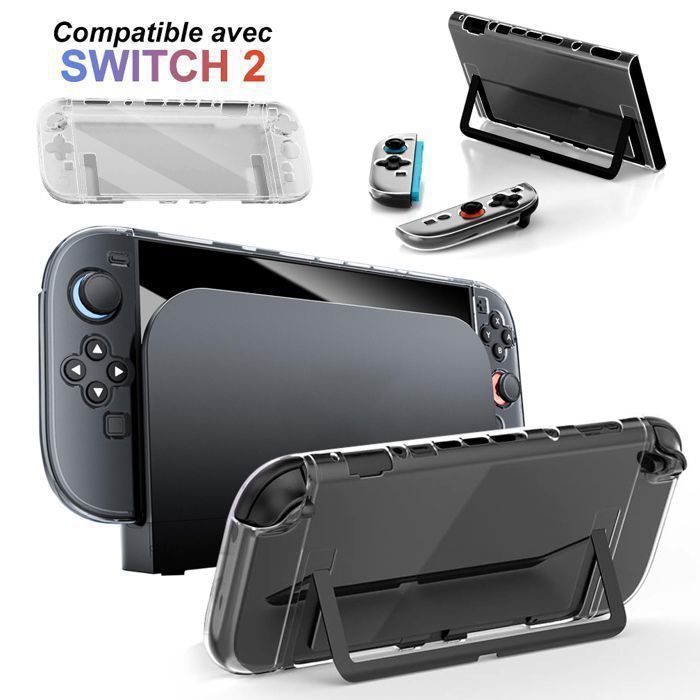 Coque compatible avec Nintendo Switch 2 - Ultra Léger - Découpes Précises, Transparente, Ajustement Parfait, avec 2 Coques Manettes
