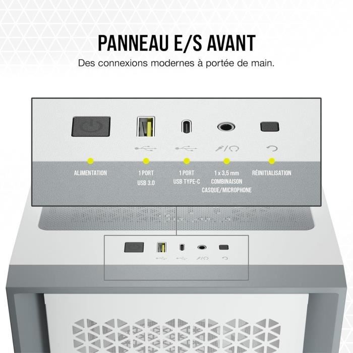 CORSAIR Boîtier PC 4000D Airflow - Moyen Tour - Verre trempé - Blanc (CC9011201WW) – Image 5
