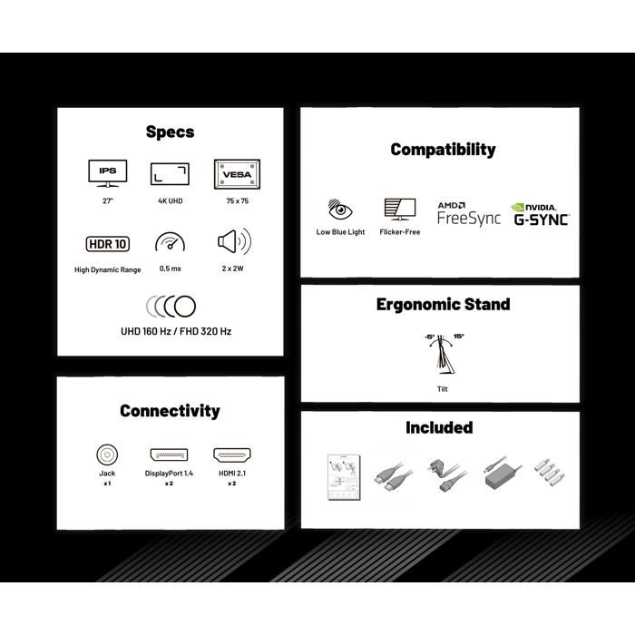 Ecran PC Gamer - JAPANNEXT - 27" - Dual Mode - 160Hz/4K (3840x2160) & 320Hz/FHD (1920x1080) - 0.5ms - JN-IPS27G1632UF – Image 4