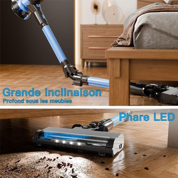 CYANSHARP V8 Aspirateur Balai Sans Fil, Aspirateur Sans Sac 130AW, 3 Vitesses, écran, 100kRPM BLDC Moteur EU, 7*Batterie , CE Rohs – Image 3